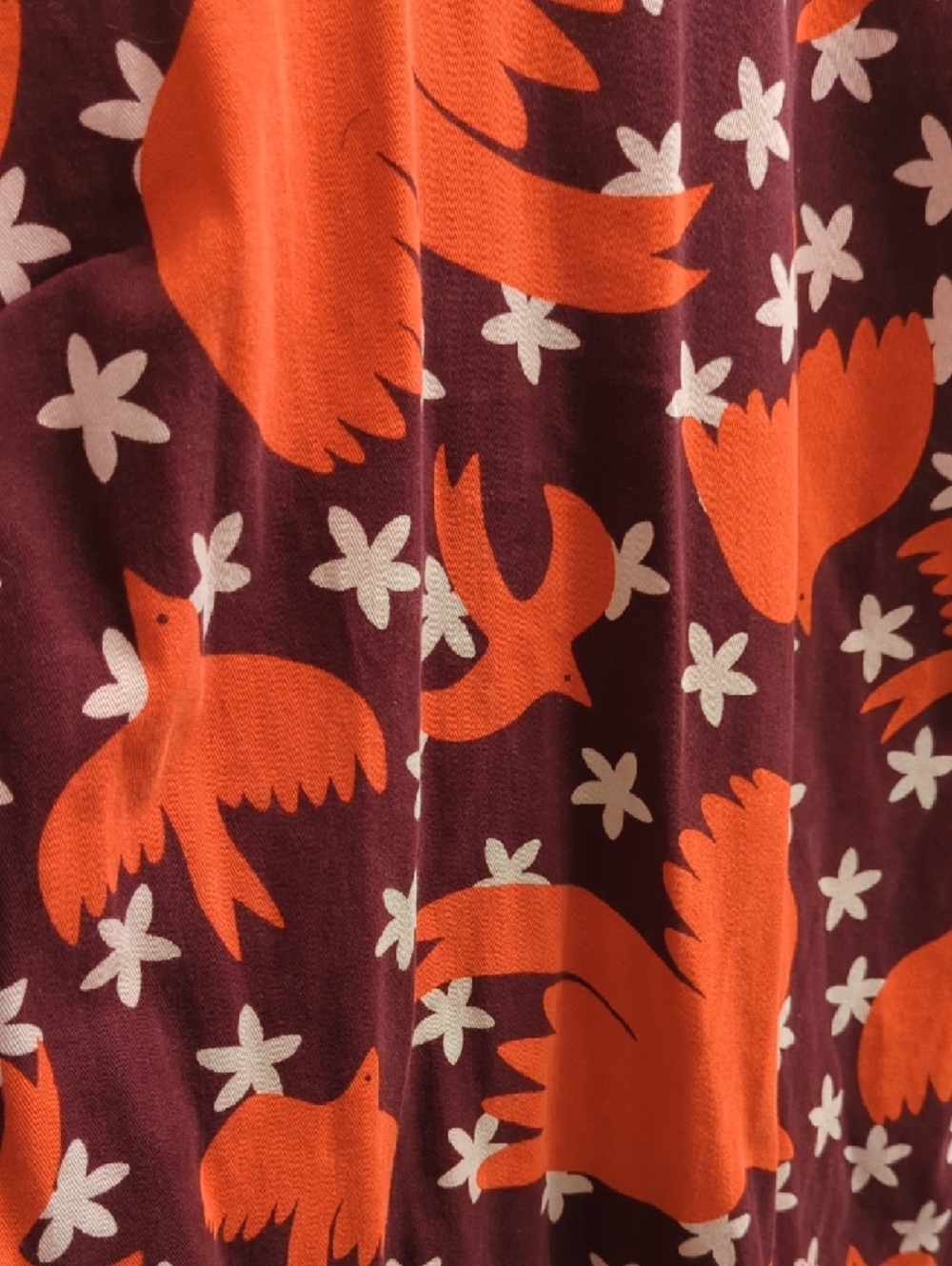 Boden Short Sleeve Shift Dress in Burgundy with Red Bird Print, Women's US 18L - Picture 4 of 6